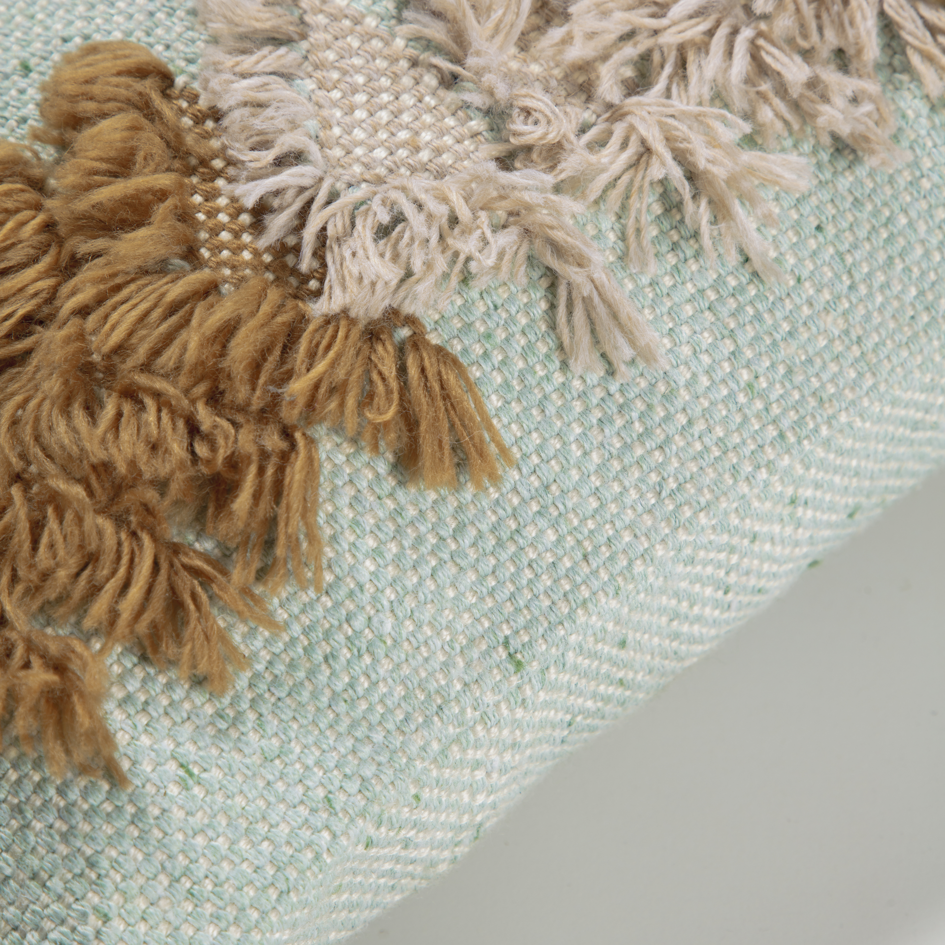 Dalila funda cojín exterior cenefa marrón y verde // Outlet - Imagen 2