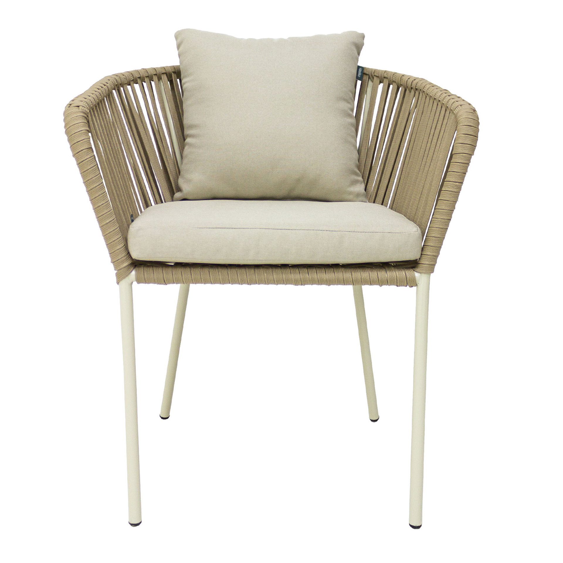 Jalisco silla metal beige cuerda beige cojines asiento y respaldo en curri - Imagen 2