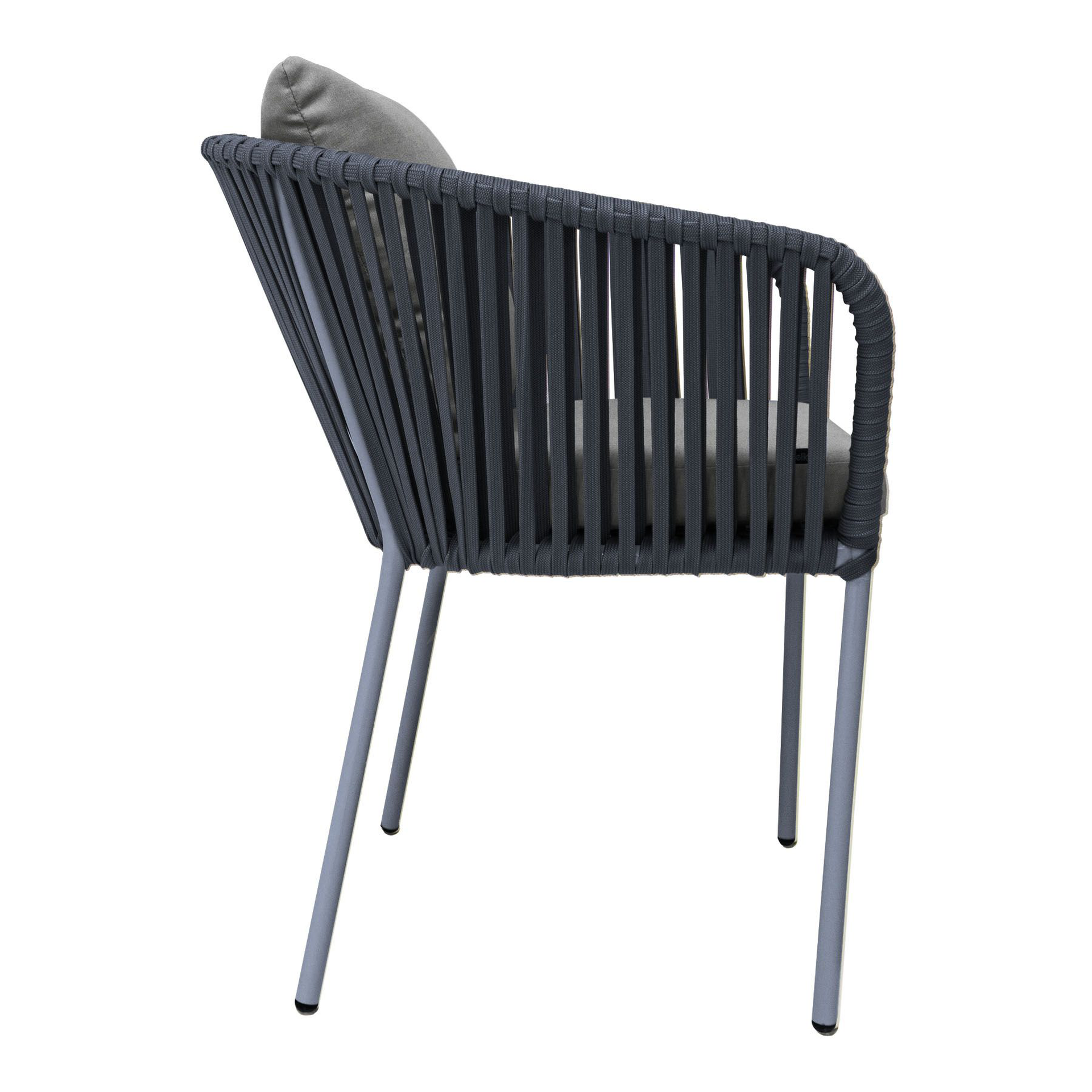 Jalisco silla metal gris cuerda negra cojines asiento y respaldo en curri - Imagen 4