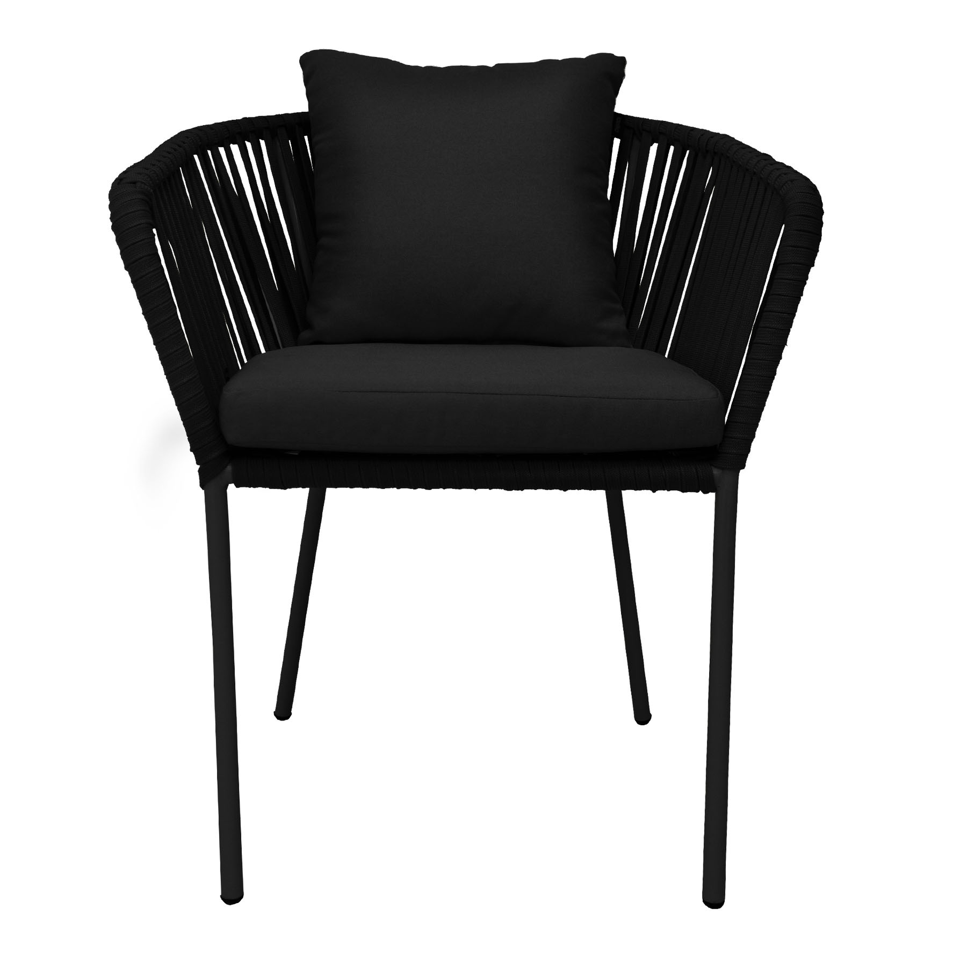 Jalisco silla metal negro cuerda negra cojines asiento y respaldo en curri - Imagen 2