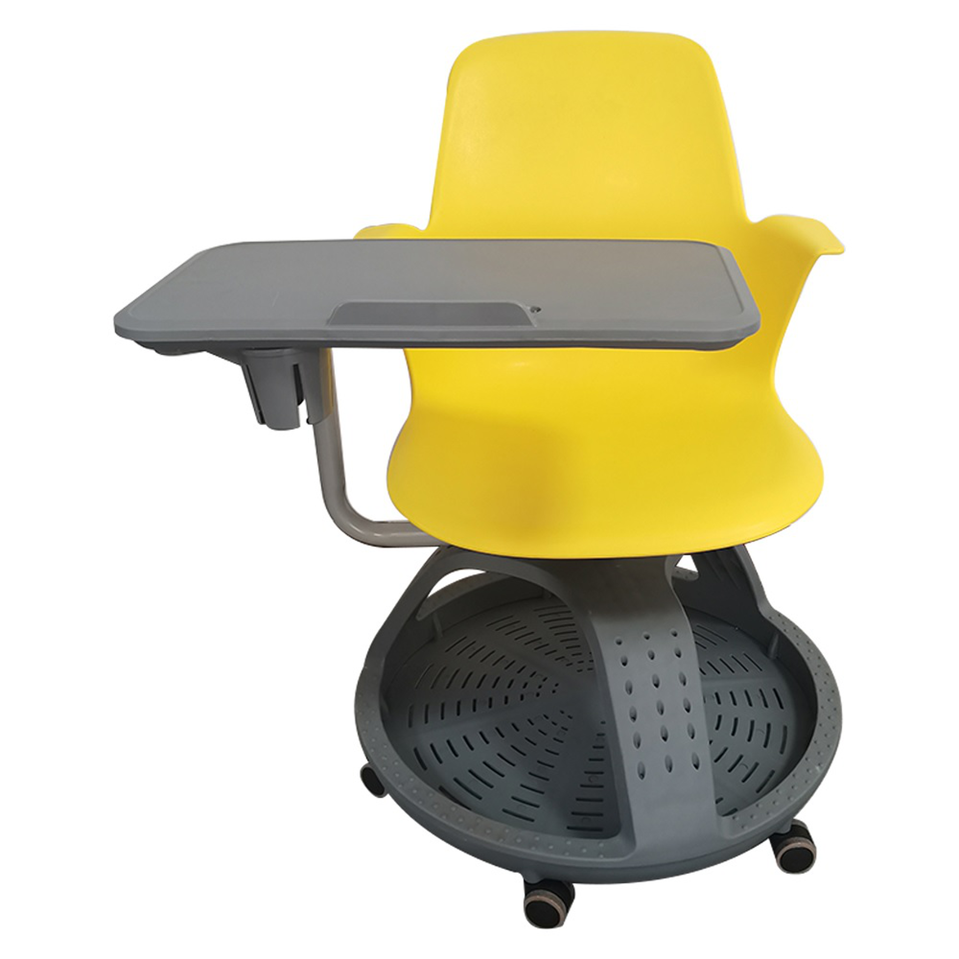 Pupitre mesa banco giratorio con ruedas color amarillo - Imagen 2