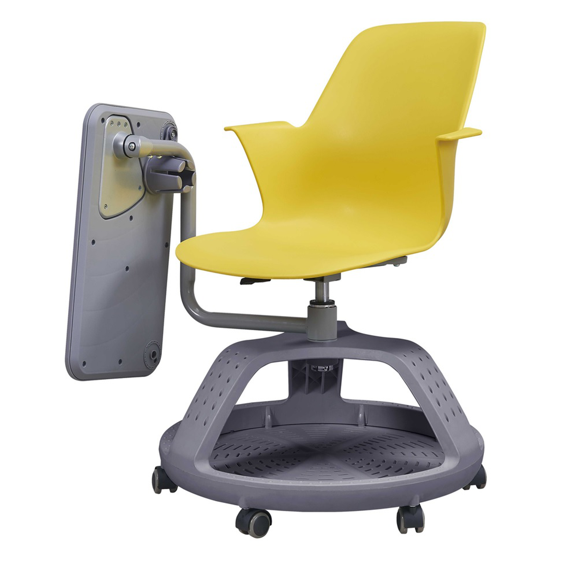 Pupitre mesa banco giratorio con ruedas color amarillo - Imagen 5