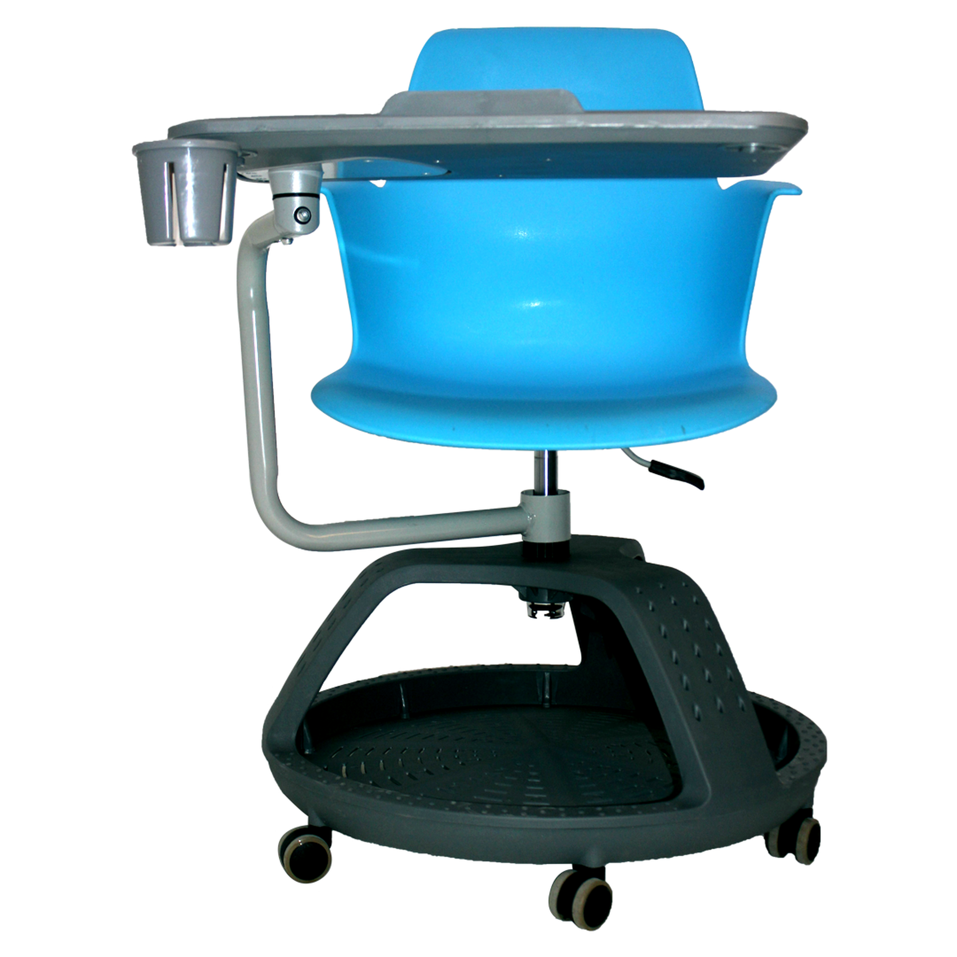 Pupitre mesa banco giratorio con ruedas color azul - Imagen 2