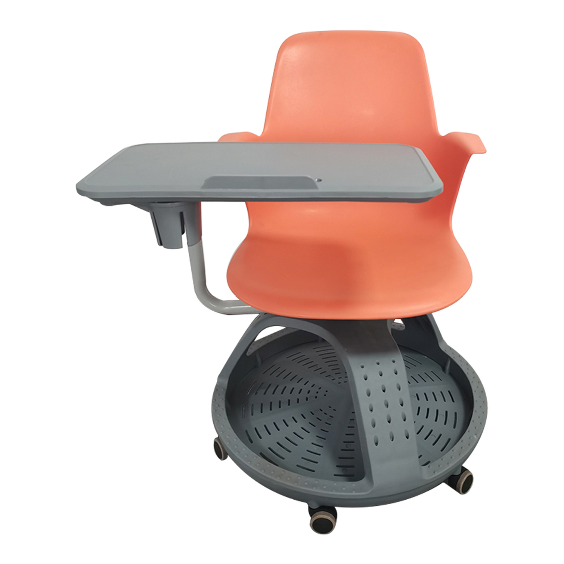 Pupitre mesa banco giratorio con ruedas color naranja - Imagen 2