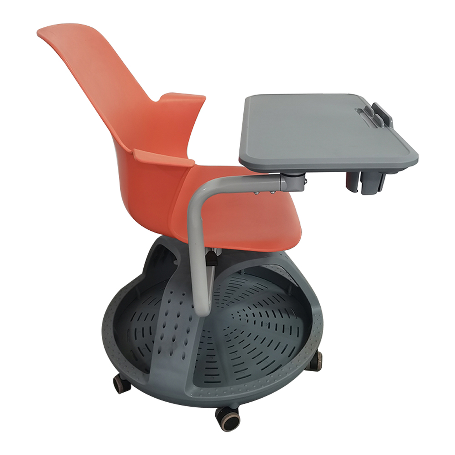 Pupitre mesa banco giratorio con ruedas color naranja - Imagen 4