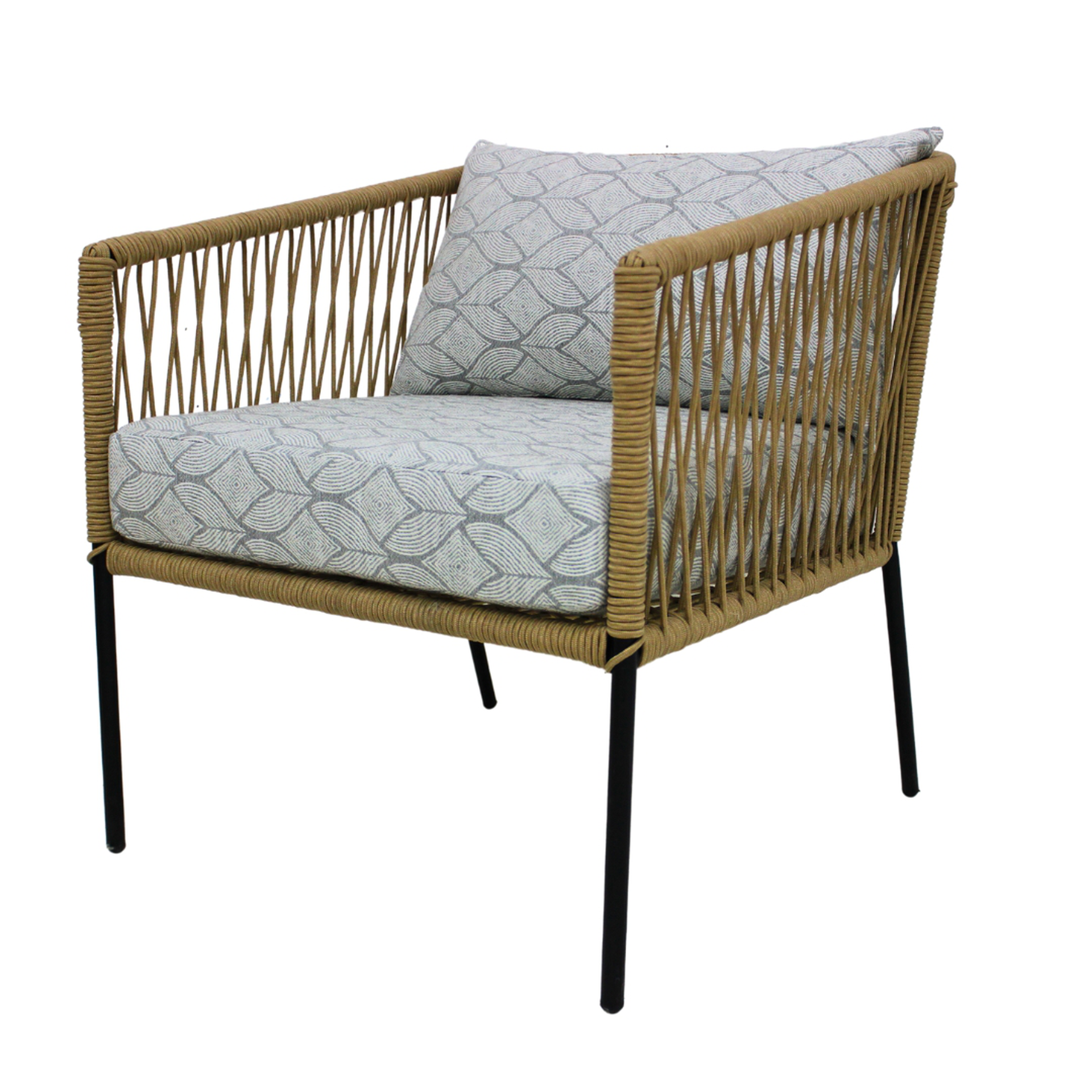 Tequila sillón metal negro cuerda beige cojinería loneta exterior - Imagen 2