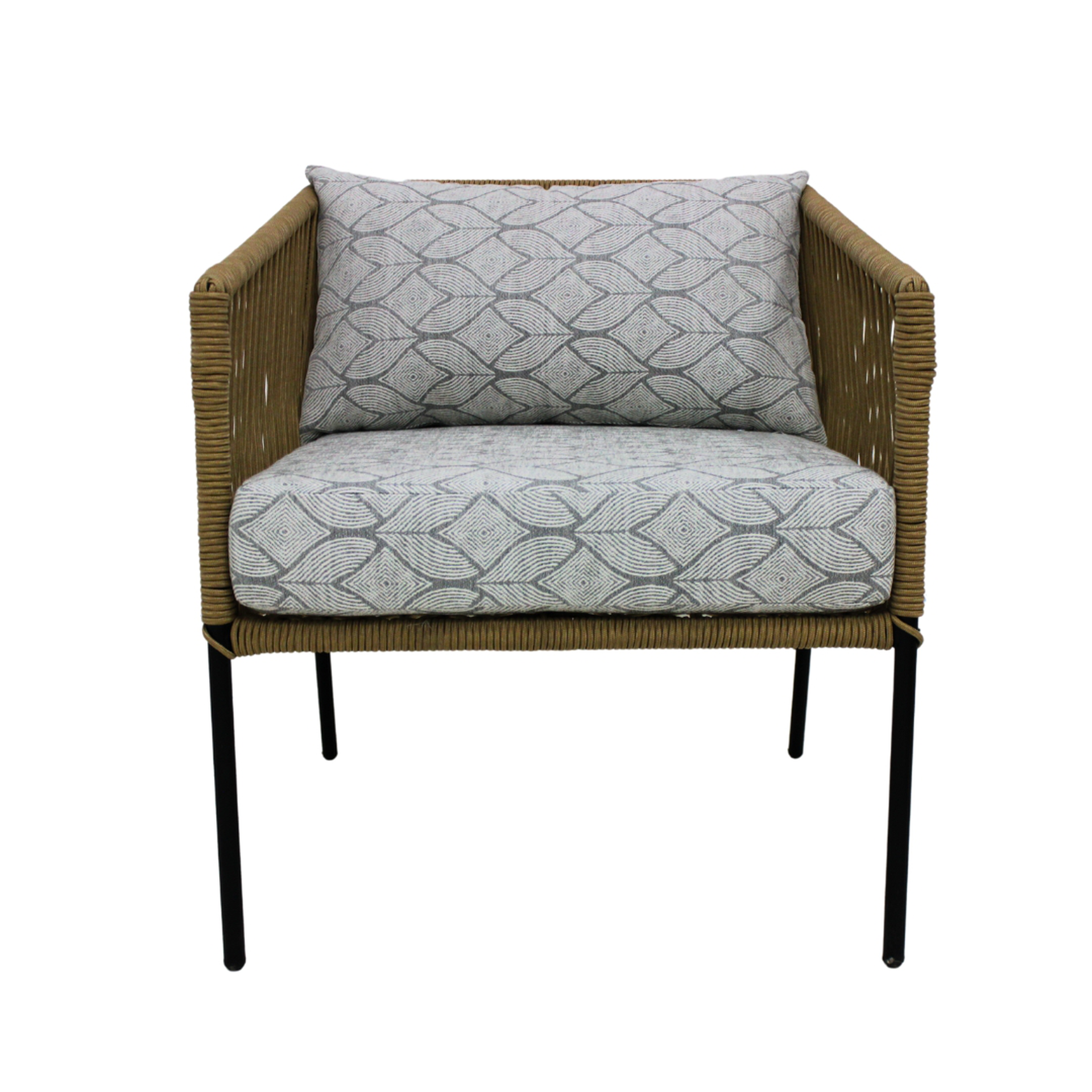 Tequila sillón metal negro cuerda beige cojinería loneta exterior - Imagen 3