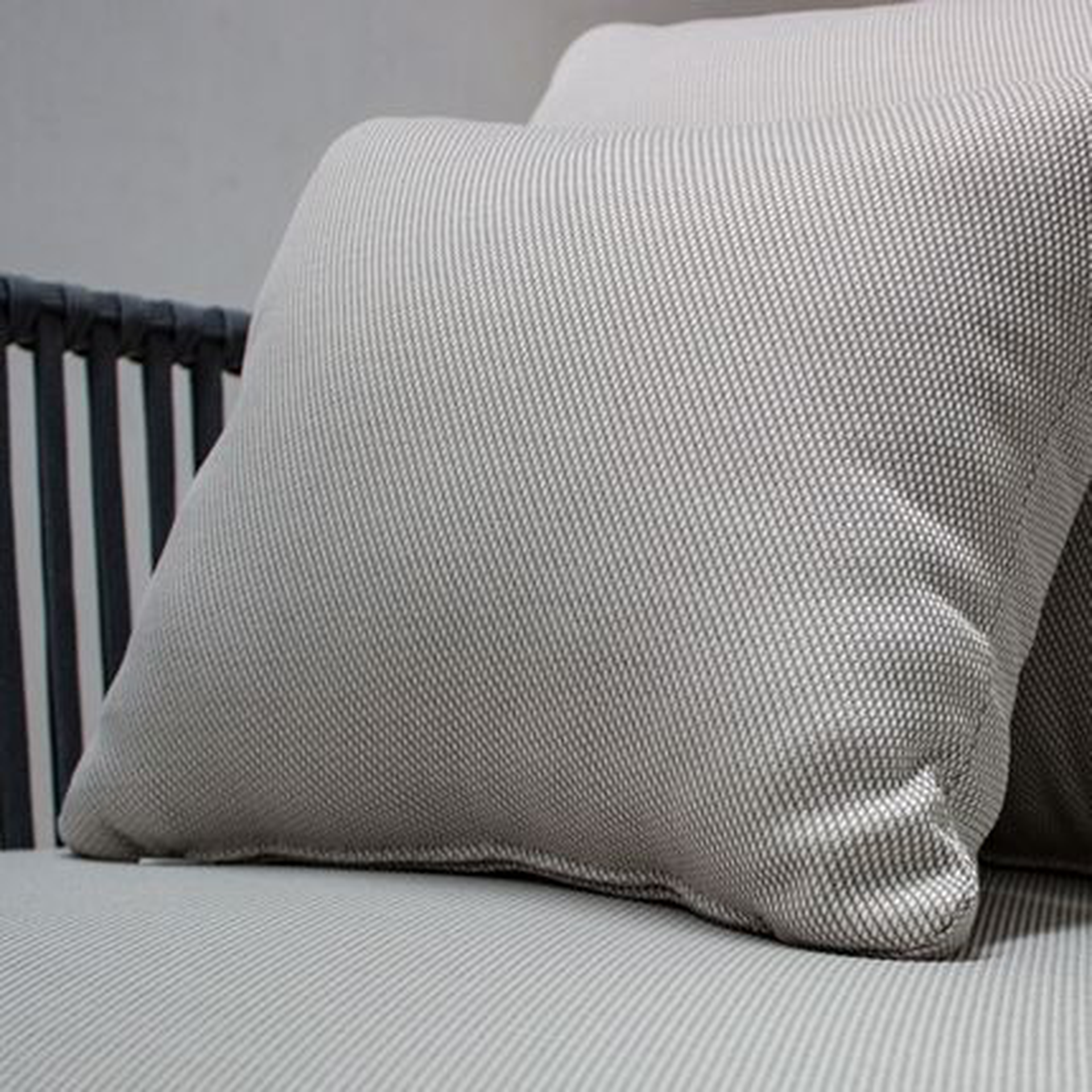 Vallarta sala esquinera metal gris cuerda gris cojinería loneta exterior - Imagen 2