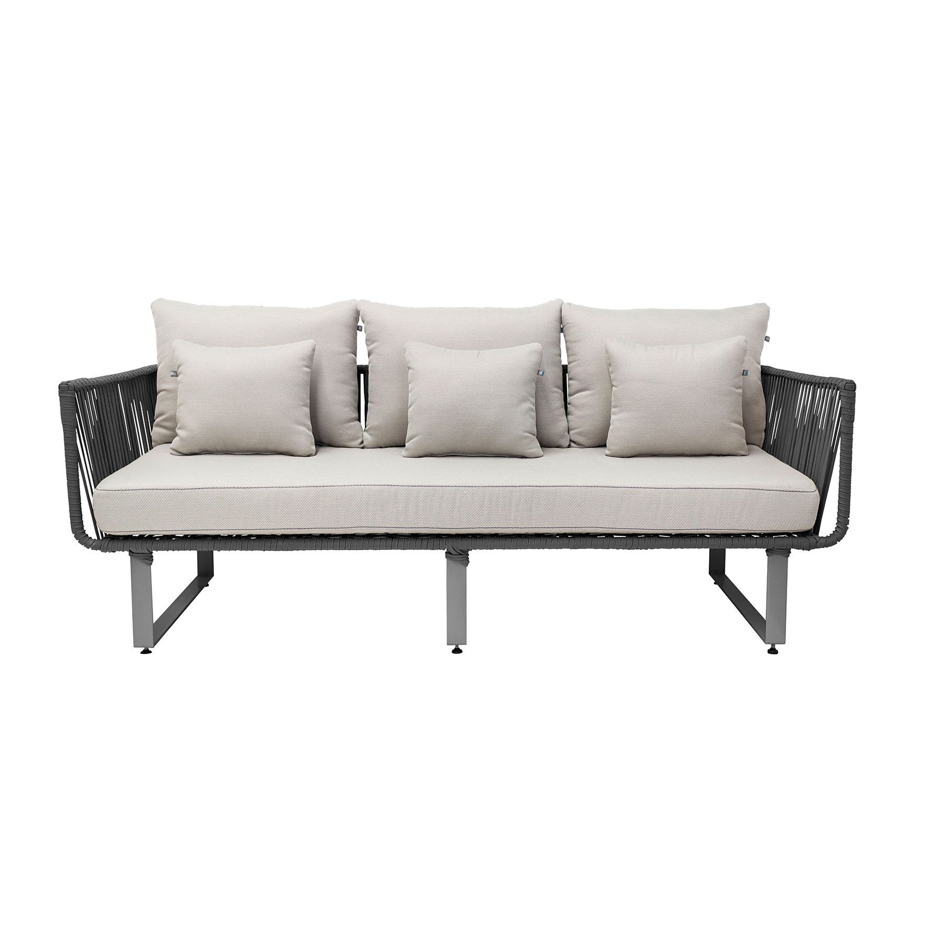 Vallarta sala esquinera metal gris cuerda gris cojinería loneta exterior - Imagen 4