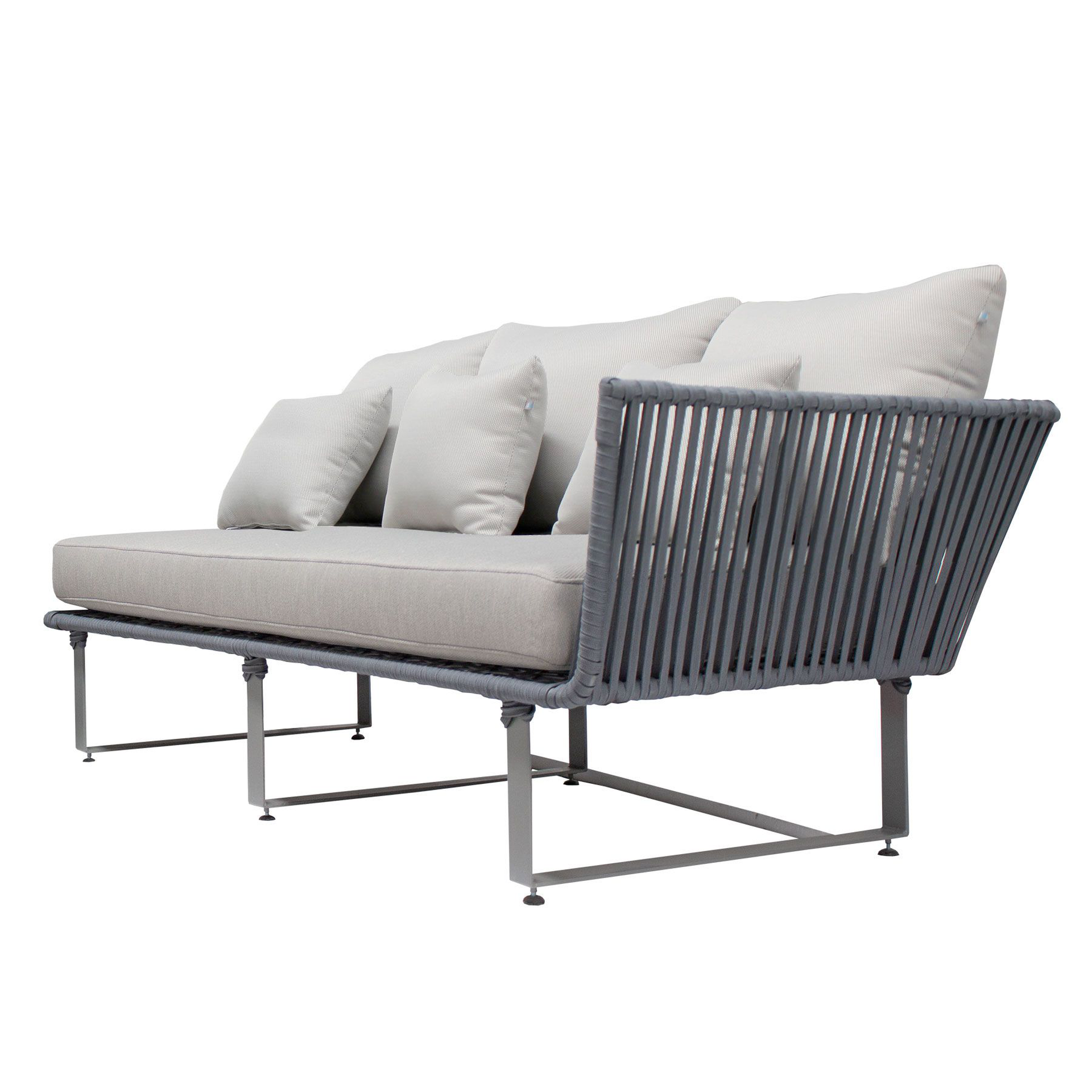 Vallarta sala esquinera metal gris cuerda gris cojinería loneta exterior - Imagen 5