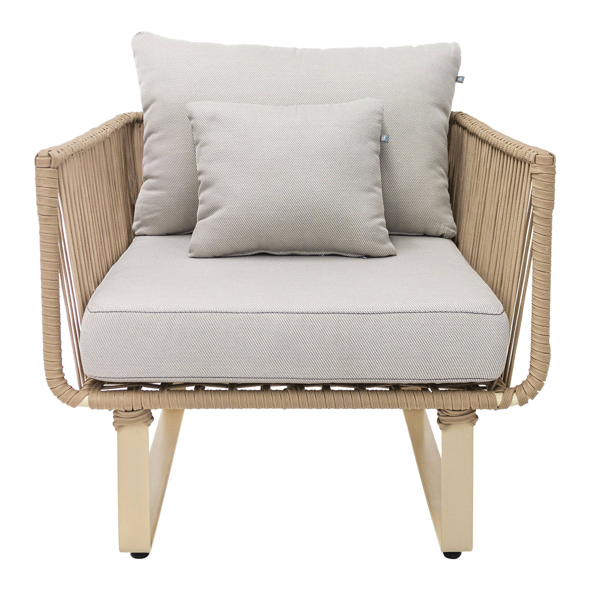 Vallarta sillón metal beige cuerda beige cojinería loneta exterior - Imagen 2