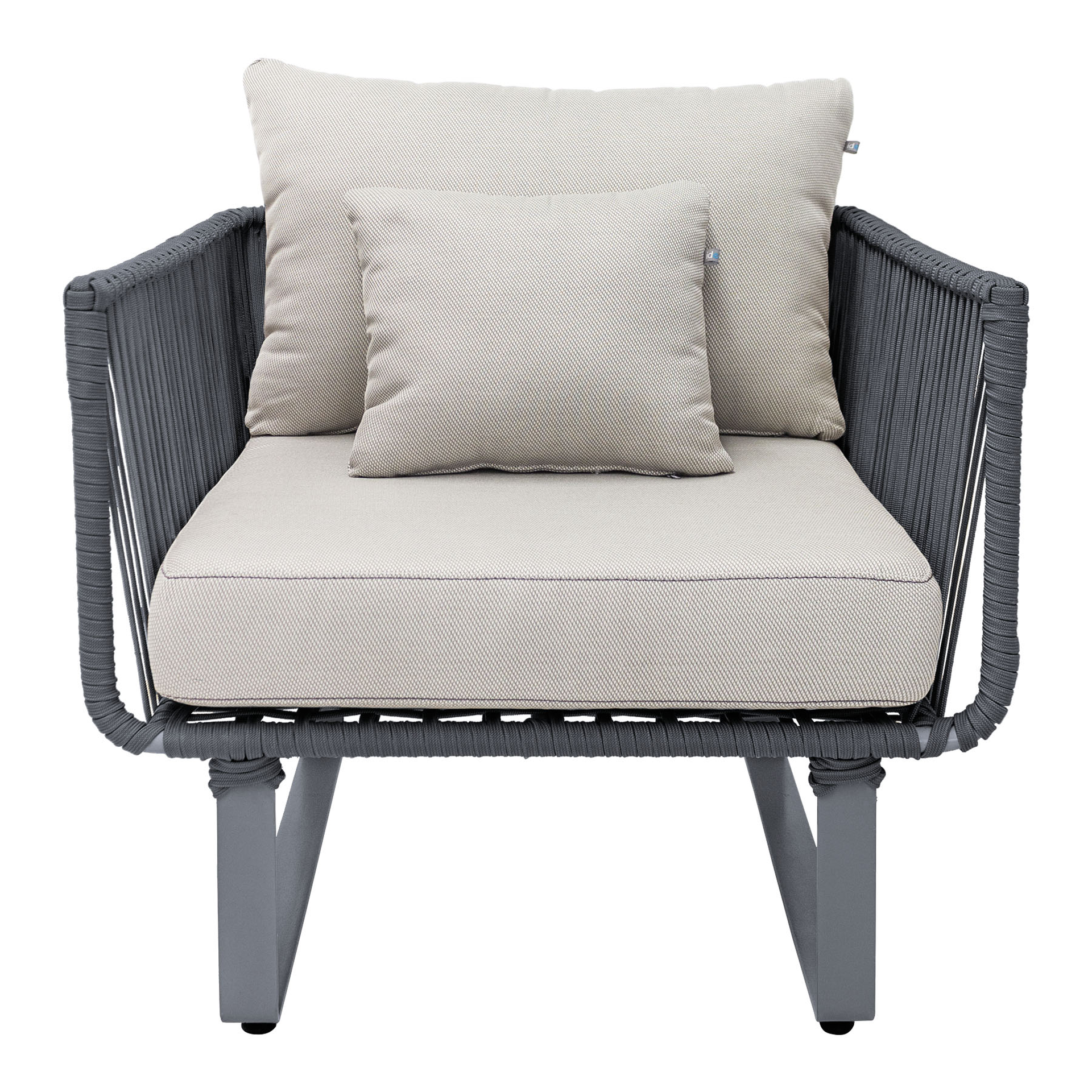 Vallarta sillón metal gris cuerda gris cojinería loneta exterior - Imagen 2