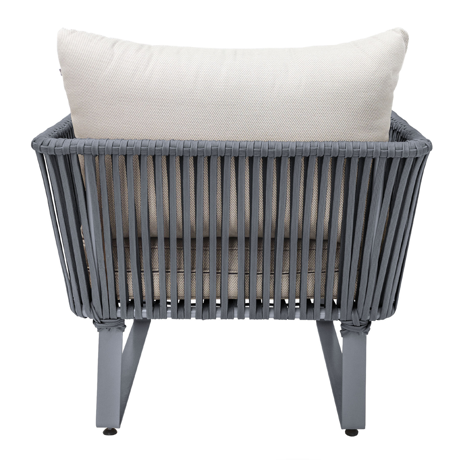 Vallarta sillón metal gris cuerda gris cojinería loneta exterior - Imagen 3