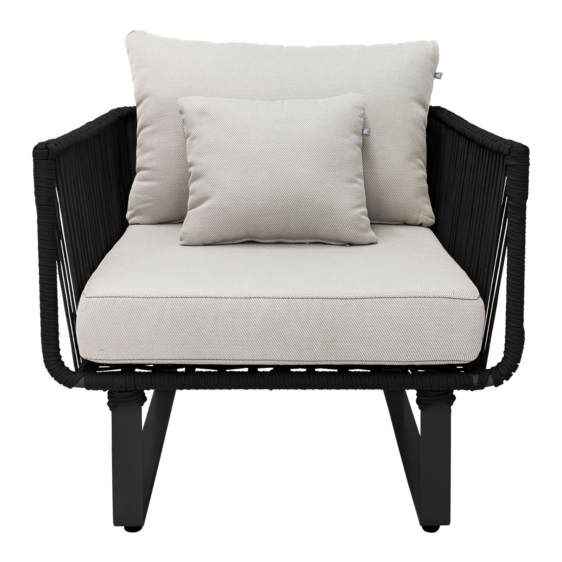 Vallarta sillón metal negro cuerda negra cojinería loneta exterior - Imagen 2