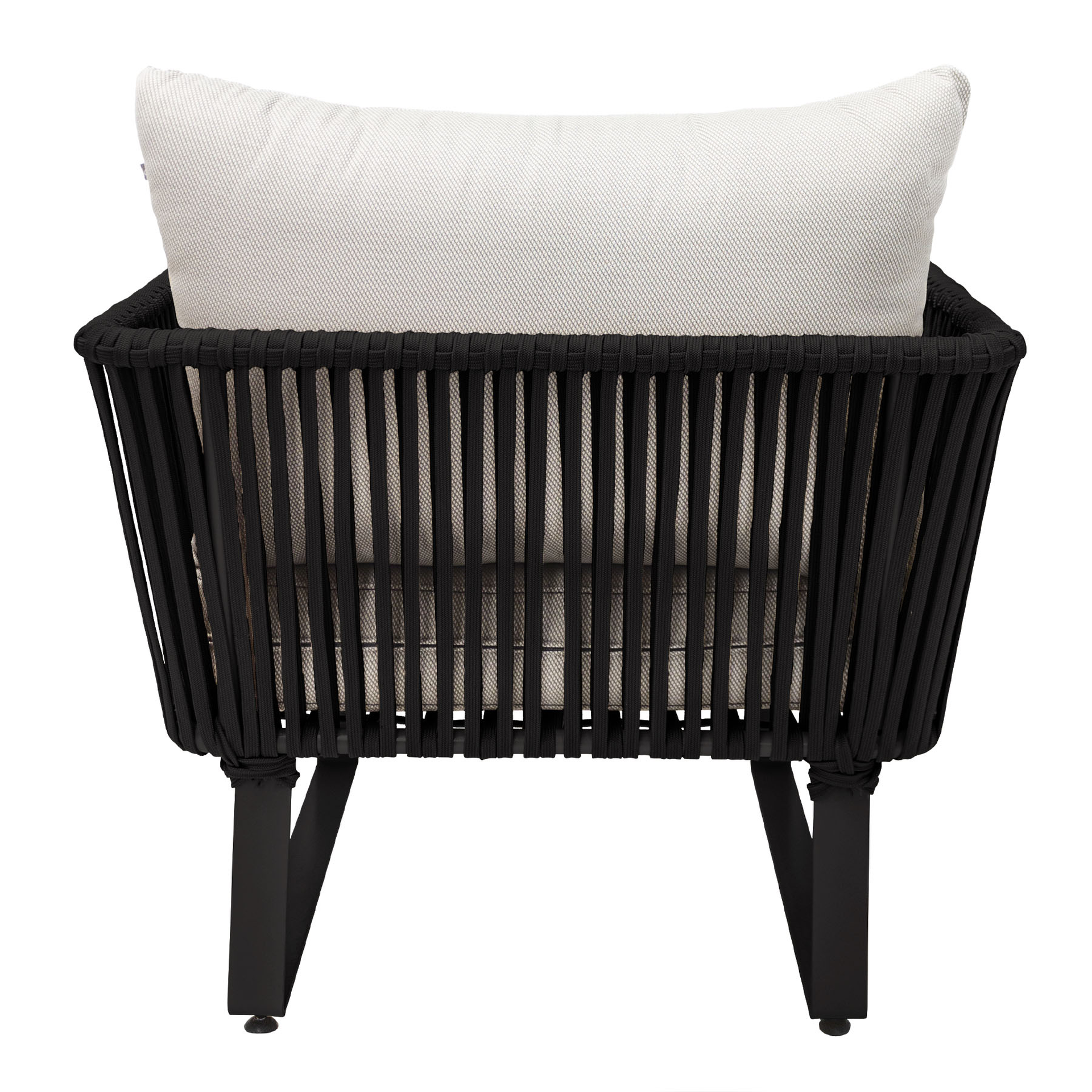 Vallarta sillón metal negro cuerda negra cojinería loneta exterior - Imagen 3