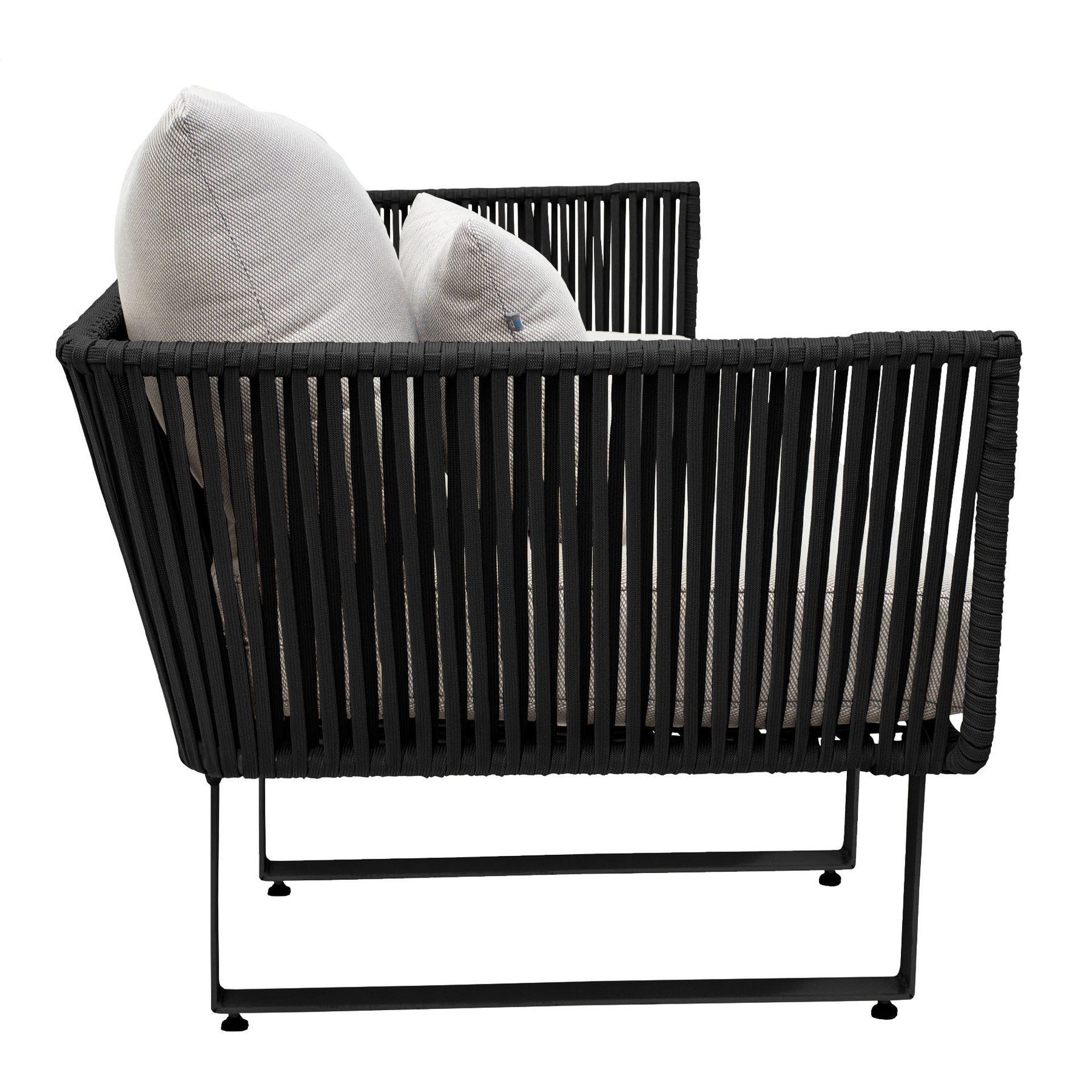 Vallarta sillón metal negro cuerda negra cojinería loneta exterior - Imagen 4