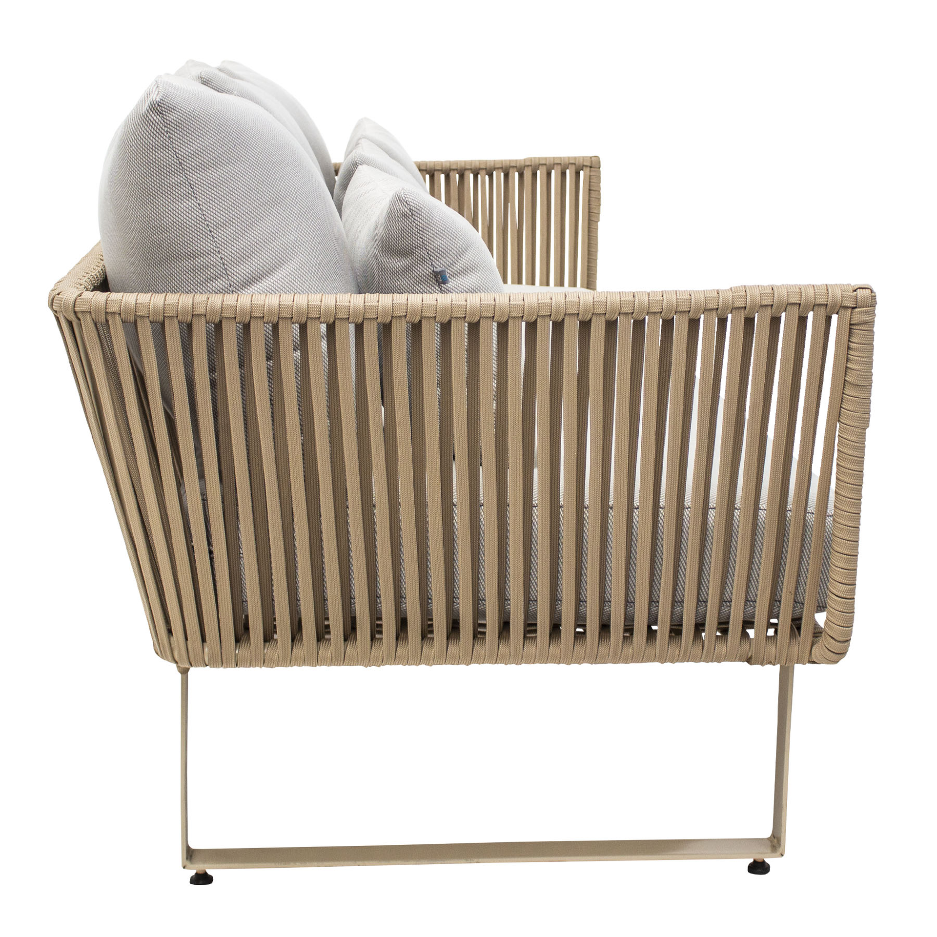 Vallarta sofá metal beige cuerda beige cojinería loneta exterior - Imagen 4