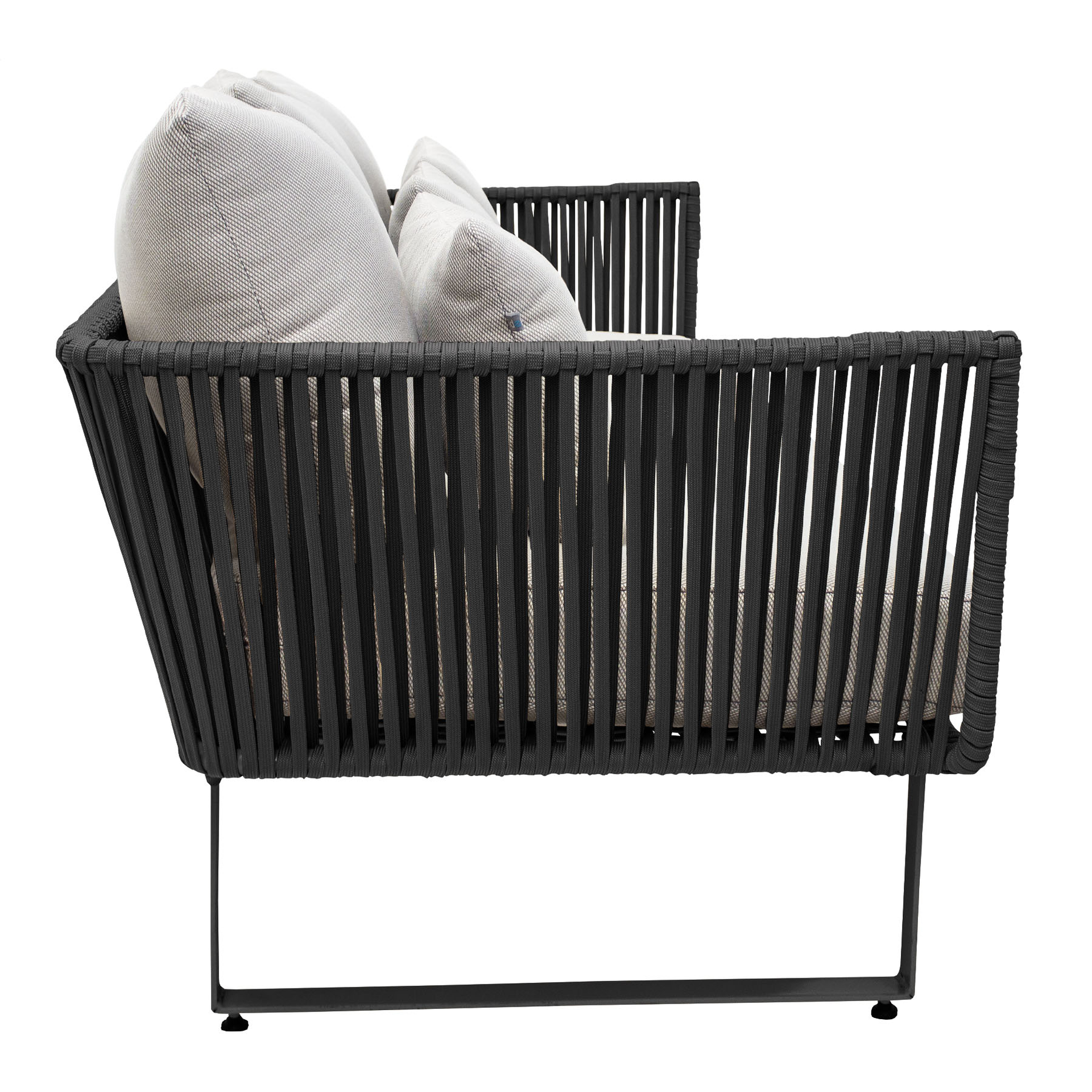 Vallarta sofá metal gris cuerda gris cojinería loneta exterior - Imagen 4